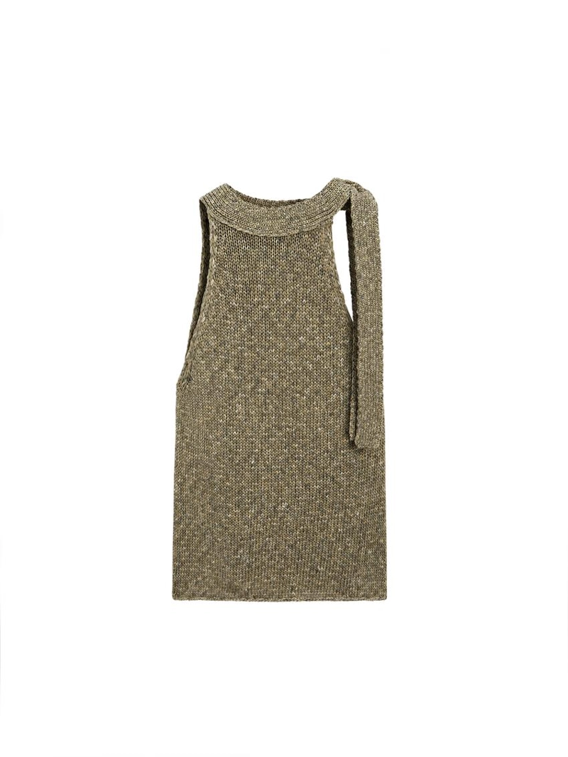 Хлопковый топ с завязкой на шее