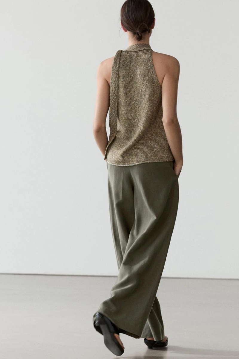 Хлопковый топ с завязкой на шее