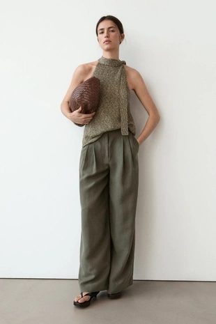 Хлопковый топ с завязкой на шее- Заказать в России