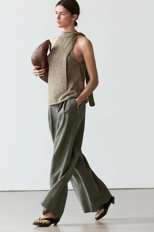 Хлопковый топ с завязкой на шее- Заказать в России