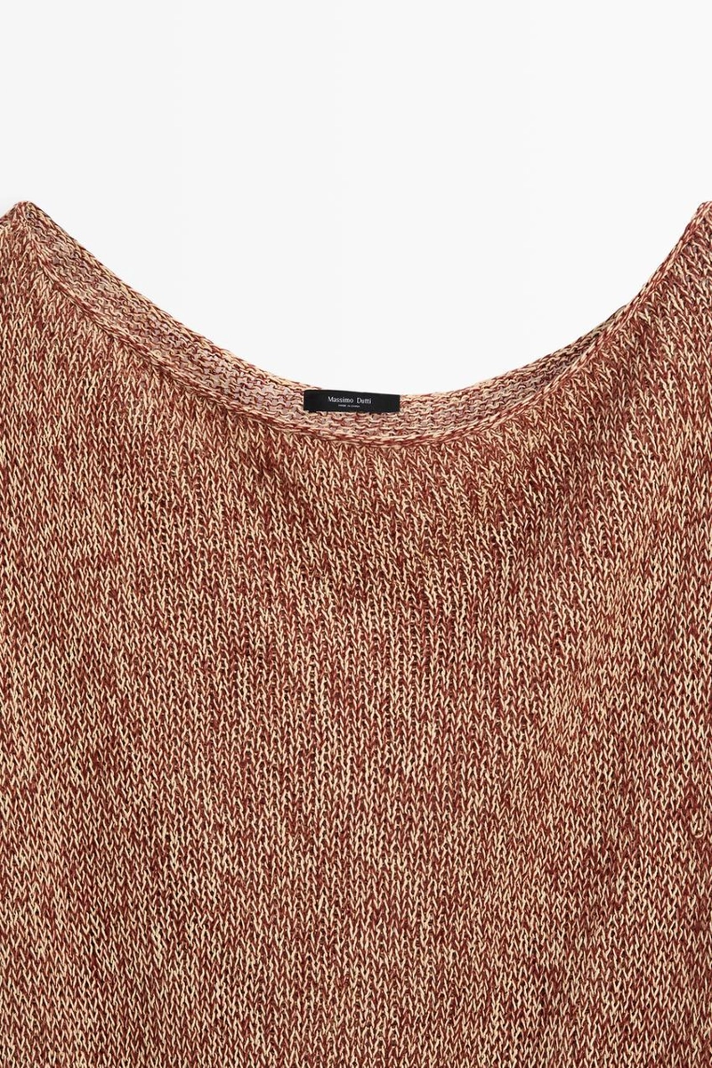 Трикотажный топ из хлопково-шерстяной смеси с ребристым подолом