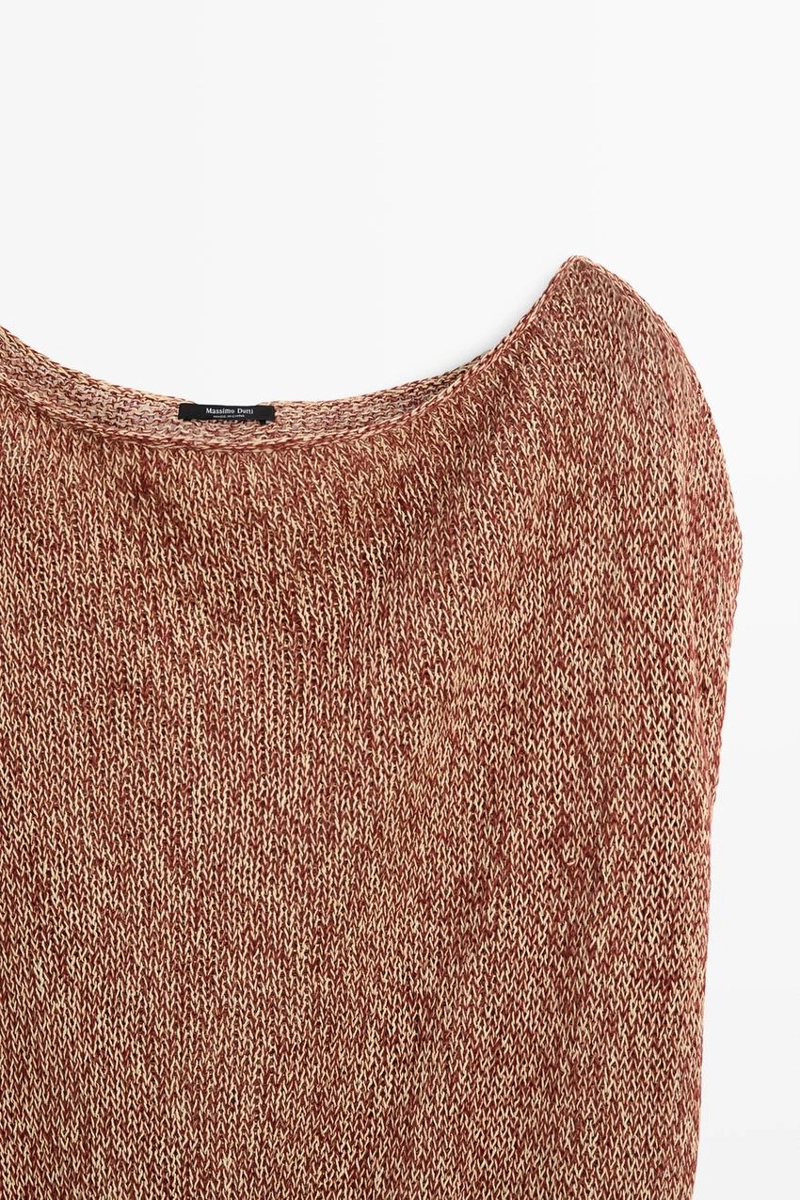 Трикотажный топ из хлопково-шерстяной смеси с ребристым подолом