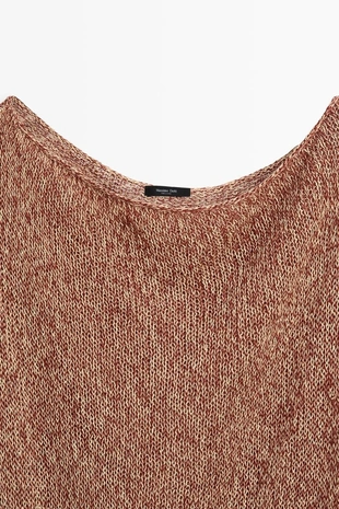 Трикотажный топ из хлопково-шерстяной смеси с ребристым подолом- Заказать в России