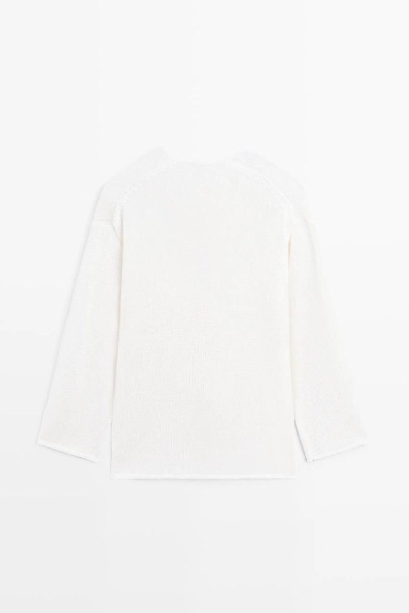 Длинный вязаный кардиган с v-образным вырезом