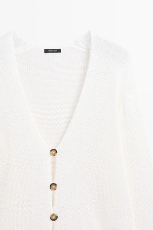 Длинный вязаный кардиган с v-образным вырезом- Заказать в России