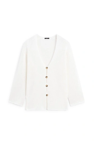 Длинный вязаный кардиган с v-образным вырезом- Заказать в России