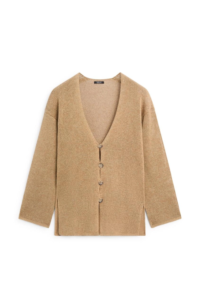 Длинный вязаный кардиган с v-образным вырезом