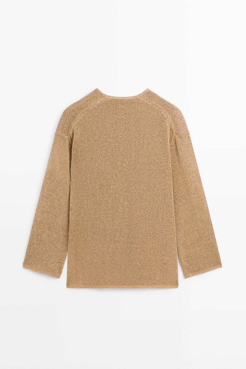 Длинный вязаный кардиган с v-образным вырезом