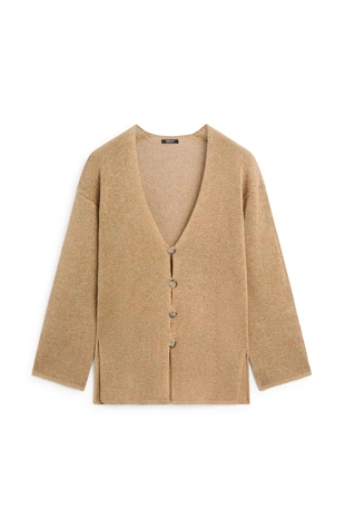 Длинный вязаный кардиган с v-образным вырезом- Заказать в России