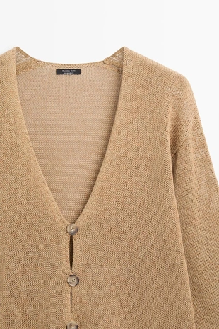 Длинный вязаный кардиган с v-образным вырезом- Заказать в России