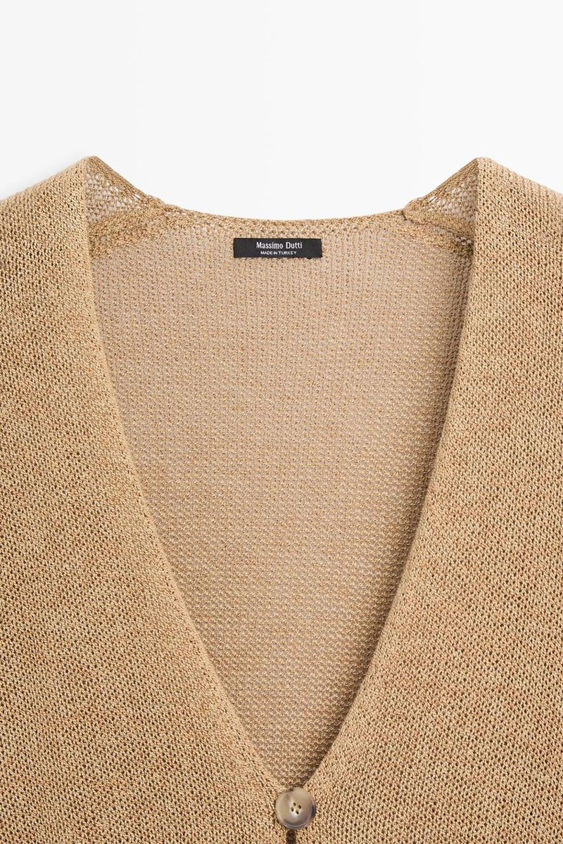 Длинный вязаный кардиган с v-образным вырезом