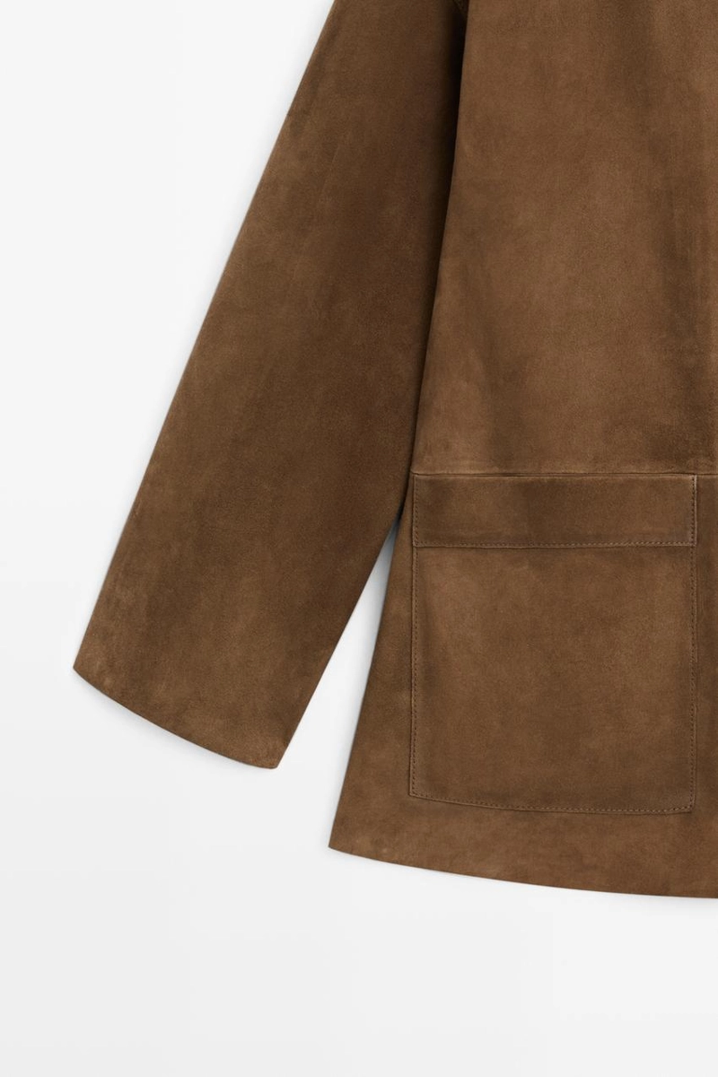 Замшевая куртка с воротником-стойкой