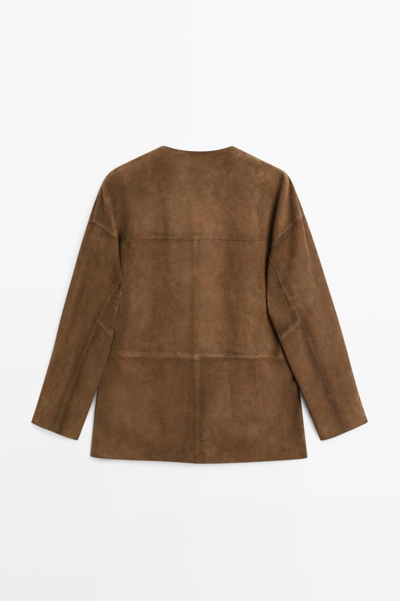 Замшевая куртка с воротником-стойкой