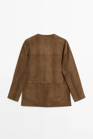 Замшевая куртка с воротником-стойкой- Заказать в России