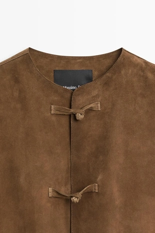 Замшевая куртка с воротником-стойкой- Заказать в России