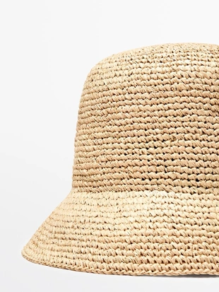 Соломенная шляпа в стиле бакет из рафии- Заказать в России