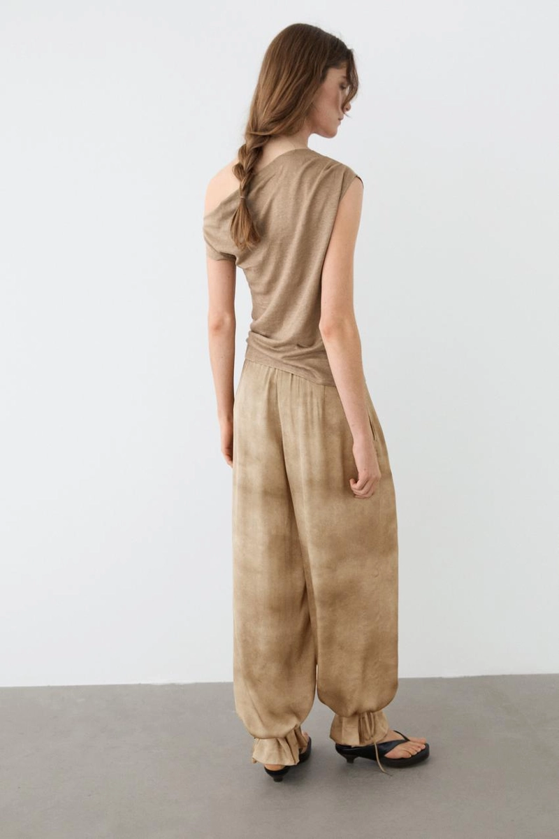 Асимметричный топ из льняной смеси с драпировкой