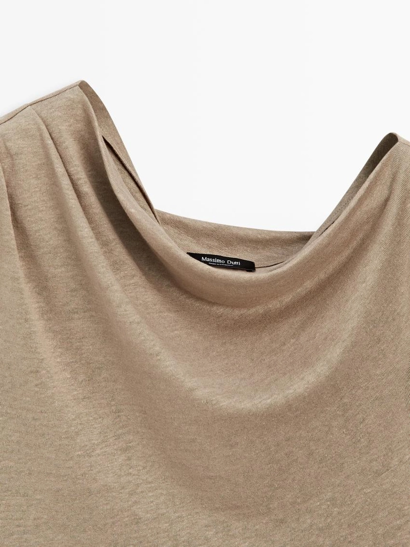 Асимметричный топ из льняной смеси с драпировкой