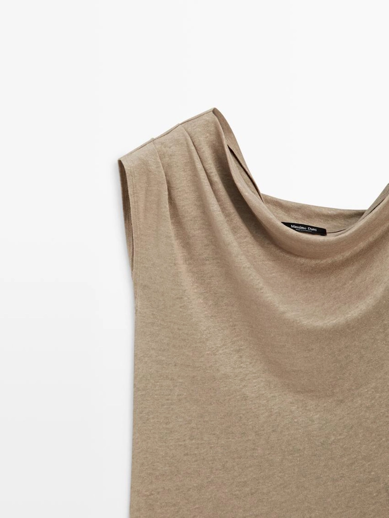 Асимметричный топ из льняной смеси с драпировкой