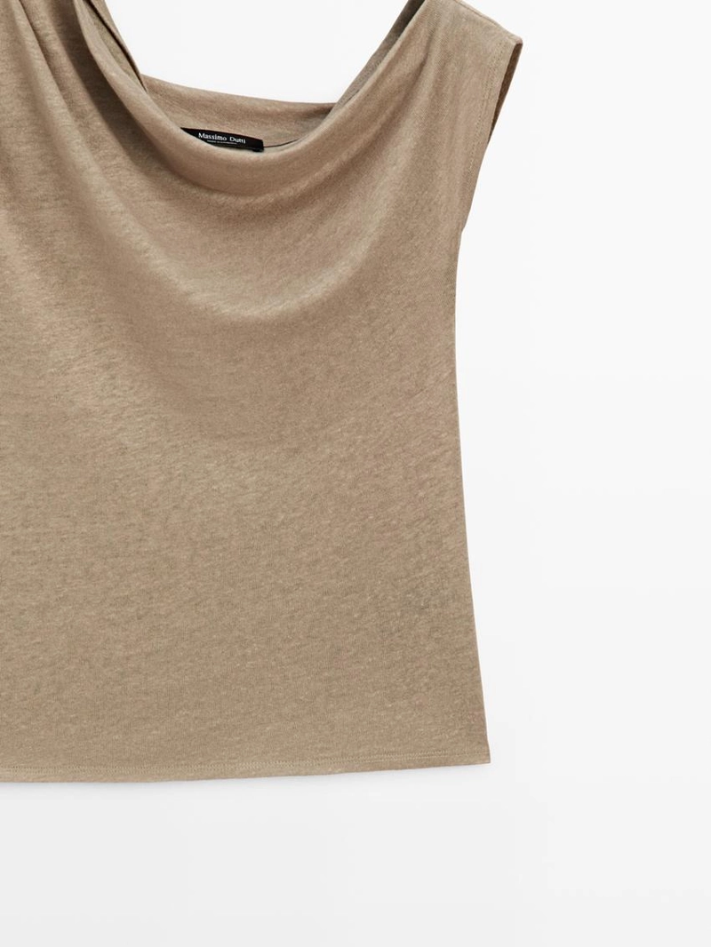 Асимметричный топ из льняной смеси с драпировкой