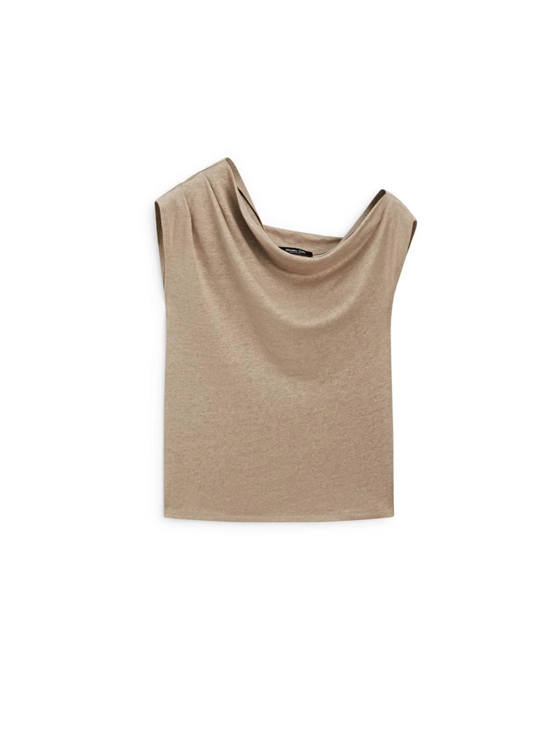 Асимметричный топ из льняной смеси с драпировкой