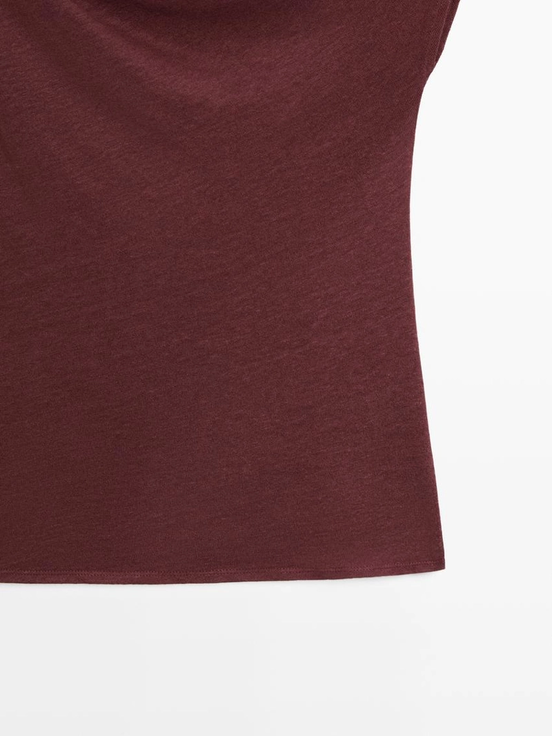 Асимметричный топ из льняной смеси с драпировкой