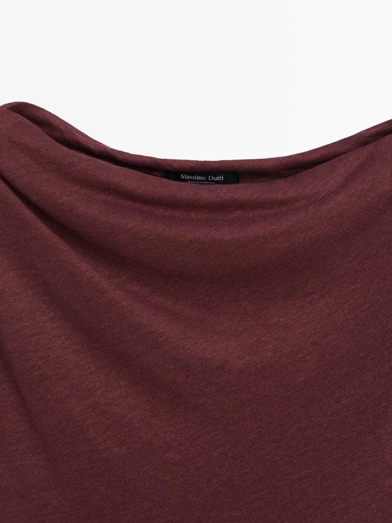 Асимметричный топ из льняной смеси с драпировкой