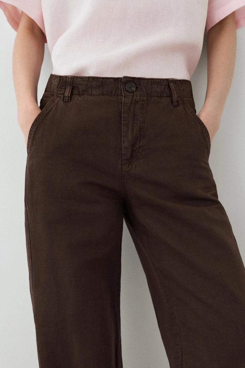 Брюки из льняного смесового материала с деталями шва