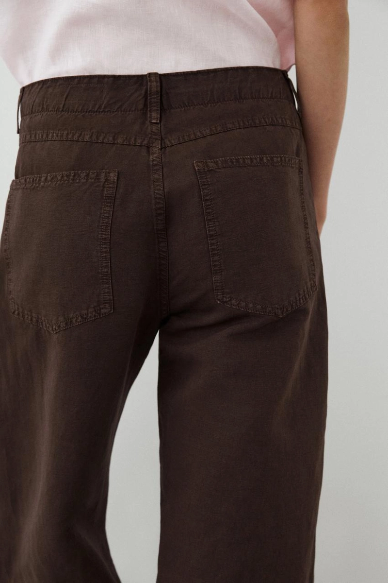 Брюки из льняного смесового материала с деталями шва