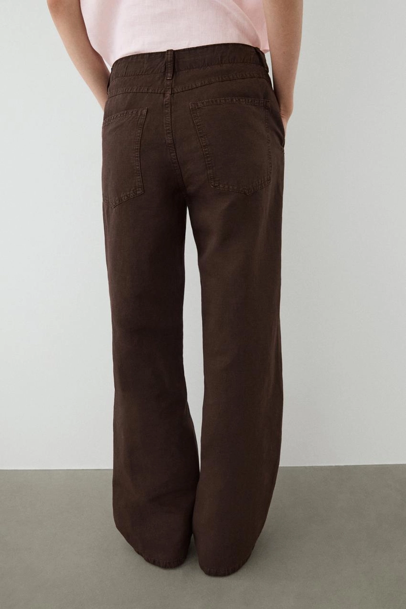 Брюки из льняного смесового материала с деталями шва
