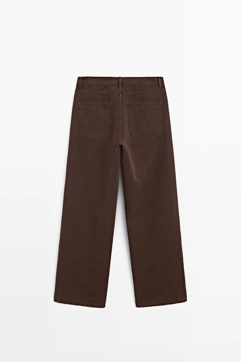 Брюки из льняного смесового материала с деталями шва