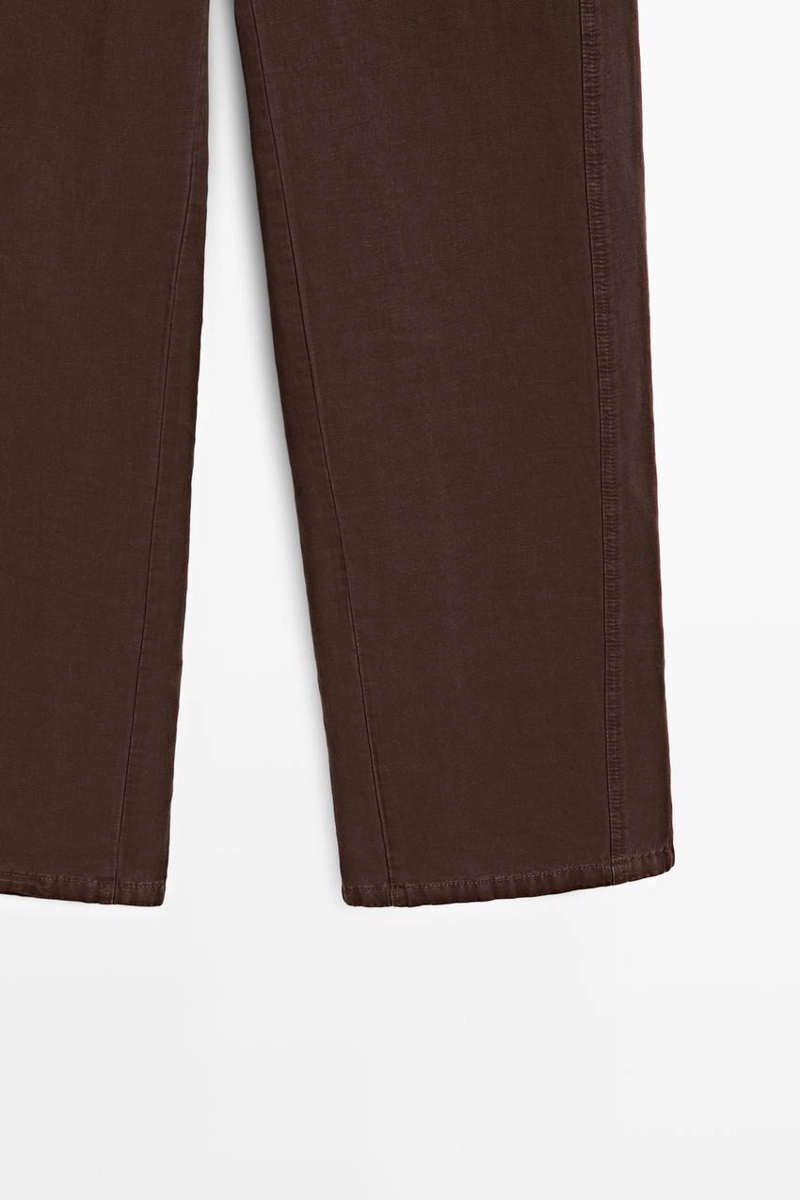 Брюки из льняного смесового материала с деталями шва