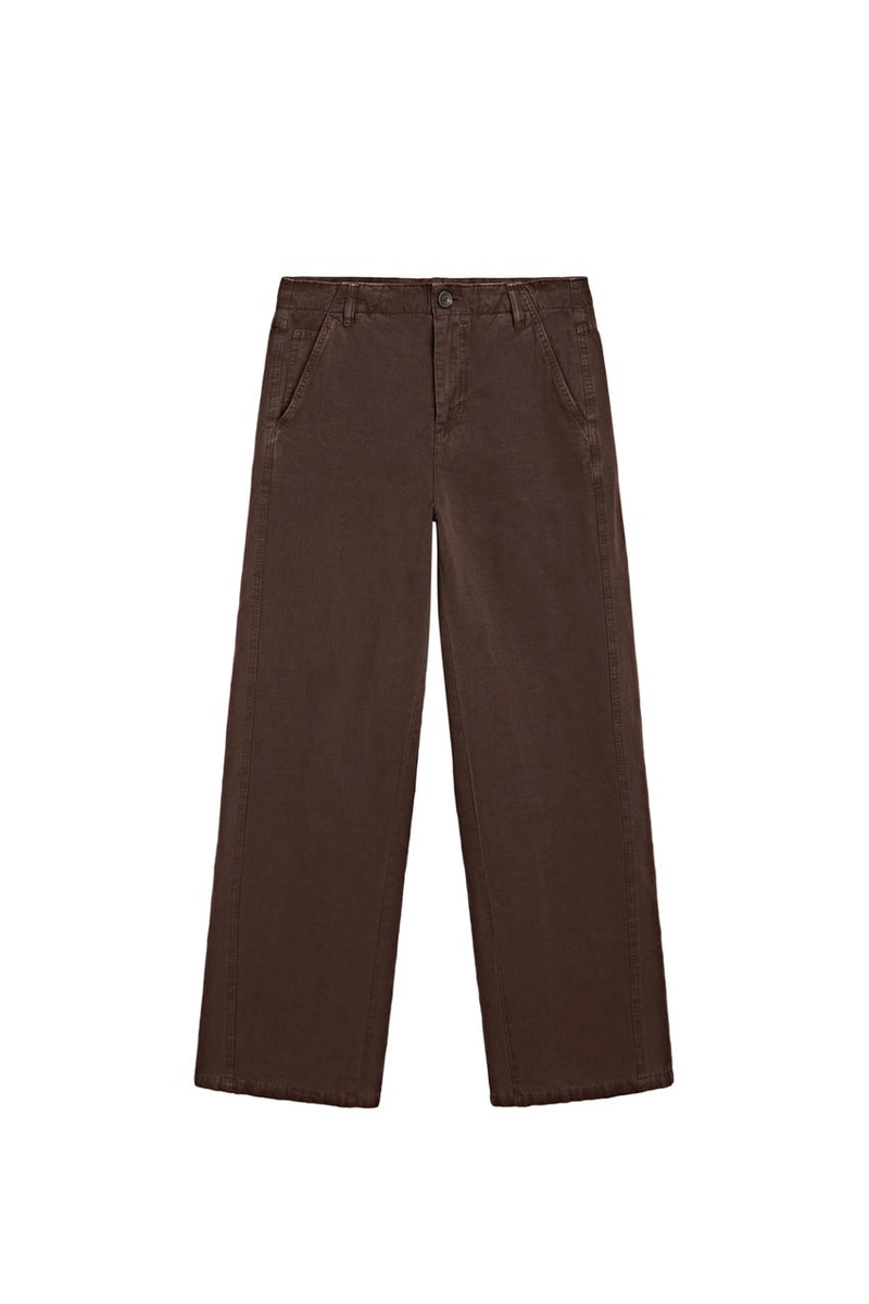 Брюки из льняного смесового материала с деталями шва