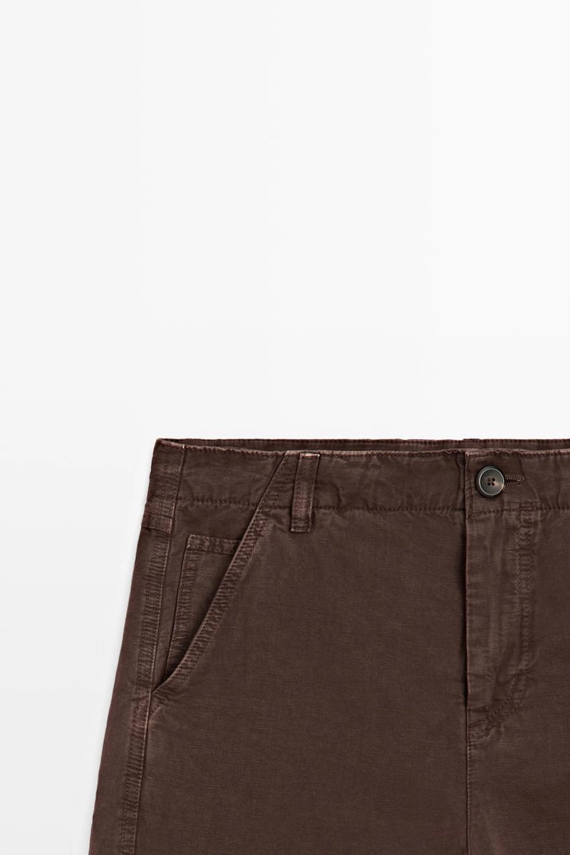 Брюки из льняного смесового материала с деталями шва