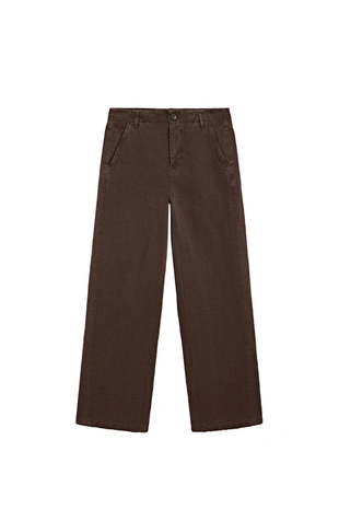 Брюки из льняного смесового материала с деталями шва- Заказать в России