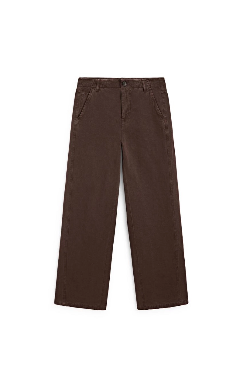 Брюки из льняного смесового материала с деталями шва