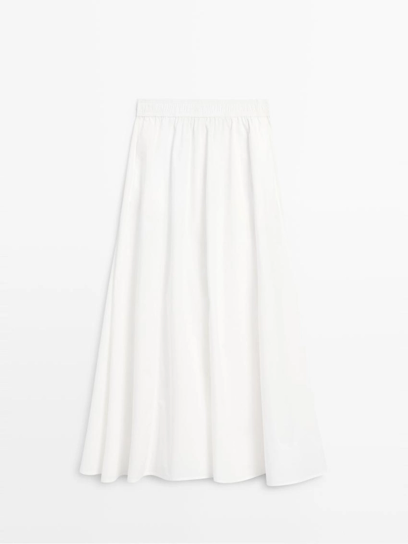 Длинная собранная поплиновая юбка