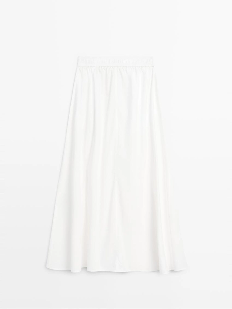Длинная собранная поплиновая юбка