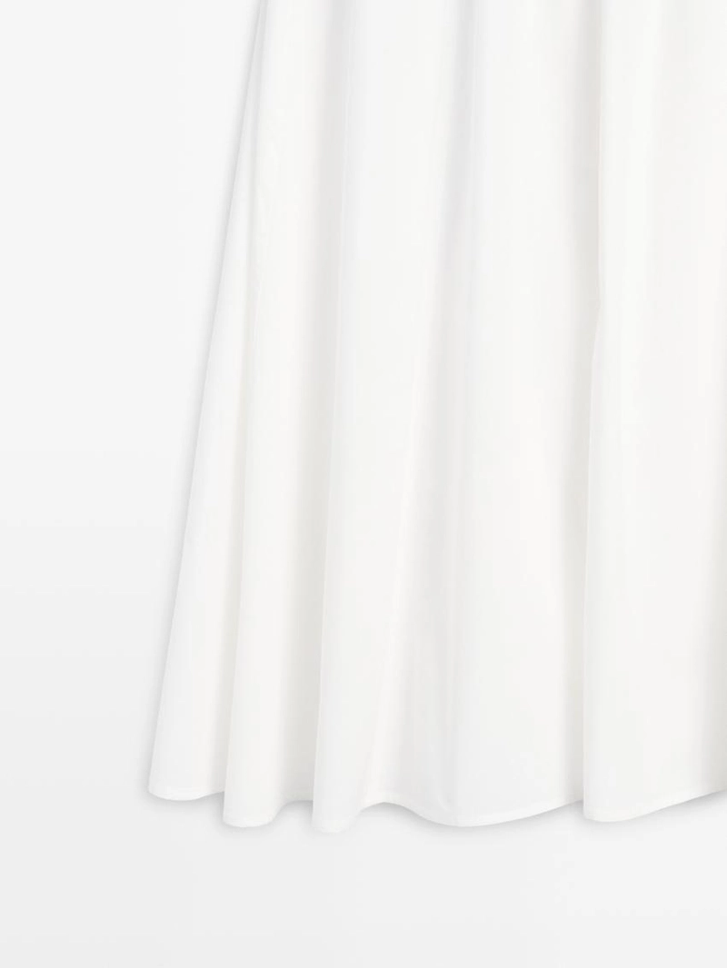 Длинная собранная поплиновая юбка