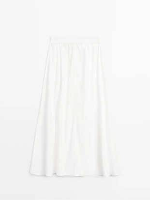 Длинная собранная поплиновая юбка- Заказать в России