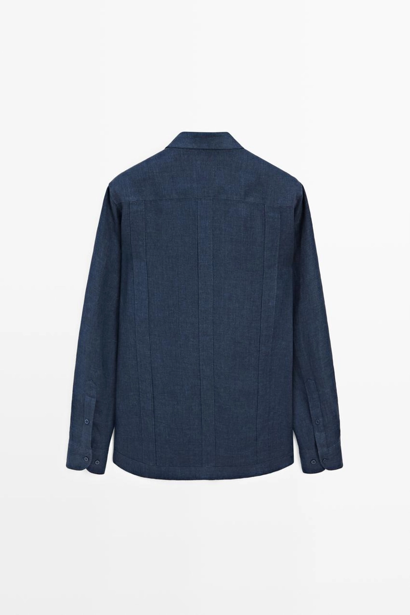 Рубашка regular fit из 100% льна с карманами