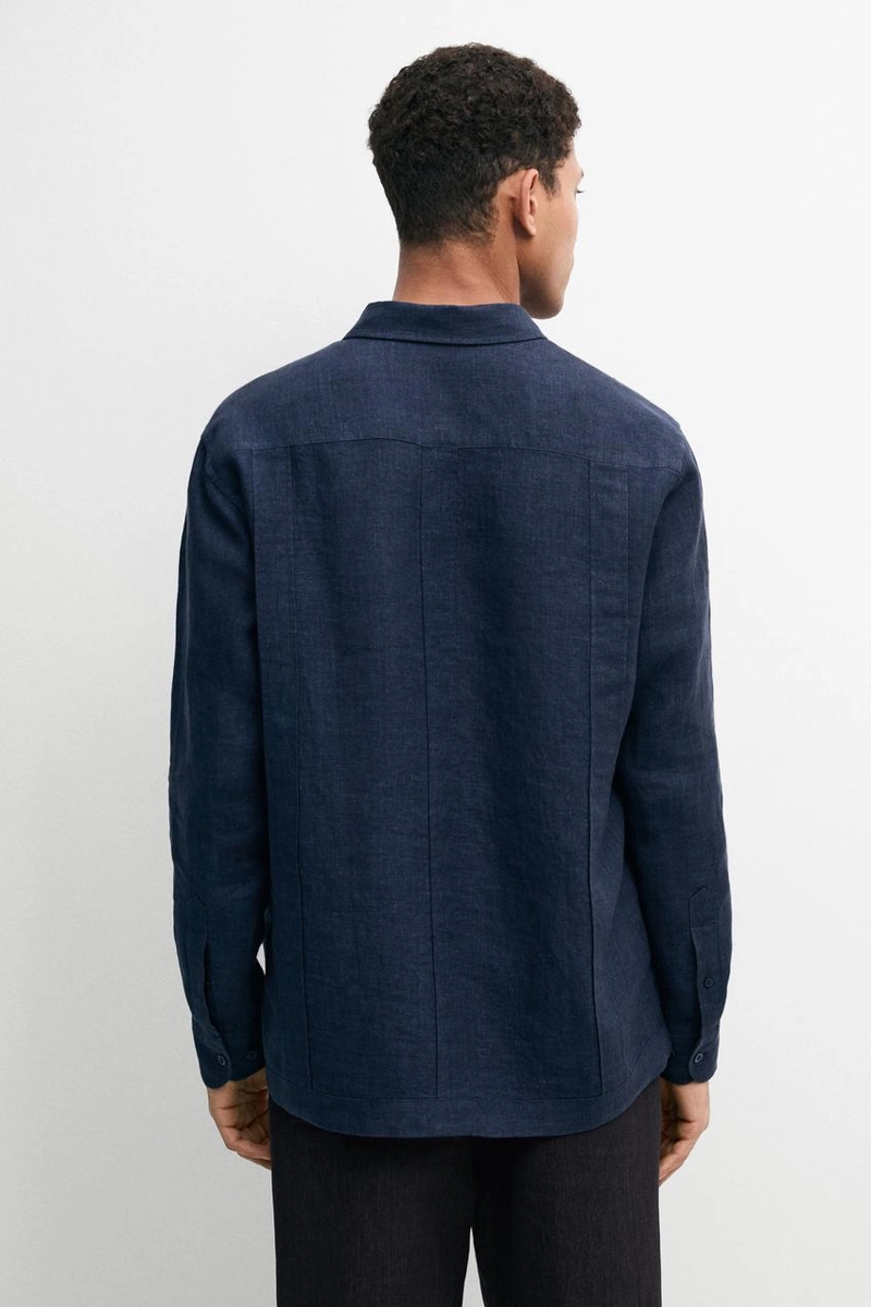 Рубашка regular fit из 100% льна с карманами