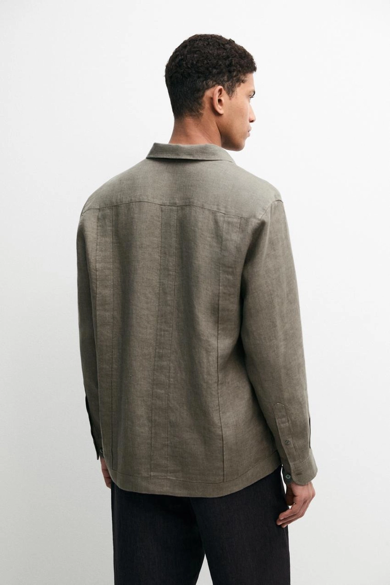 Рубашка regular fit из 100% льна с карманами