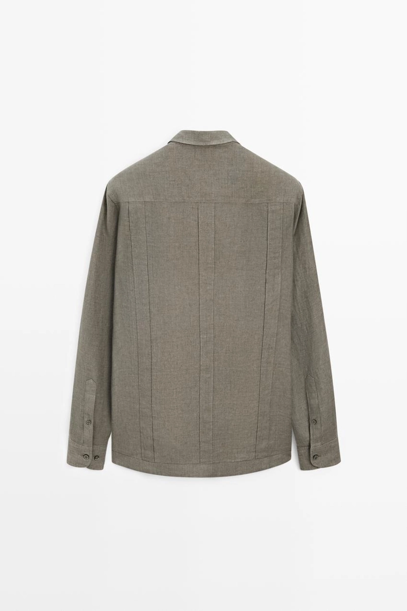 Рубашка regular fit из 100% льна с карманами