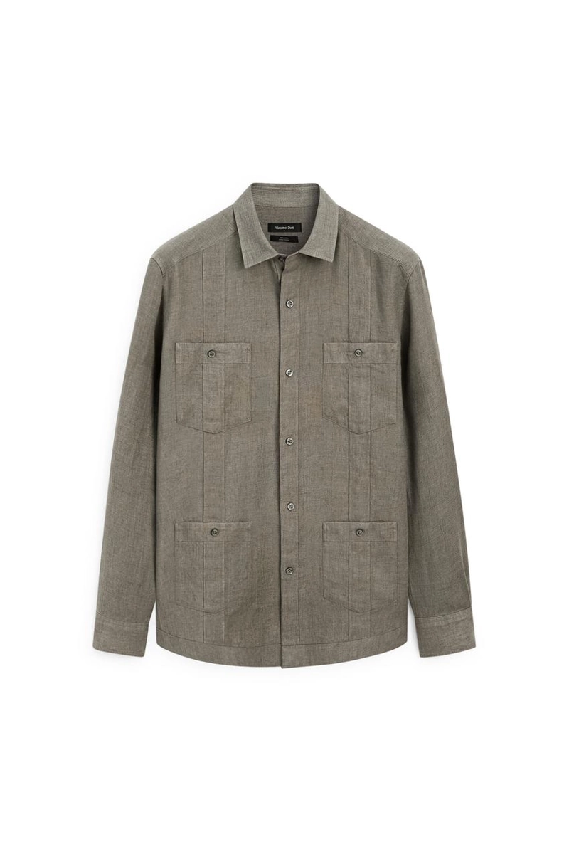 Рубашка regular fit из 100% льна с карманами