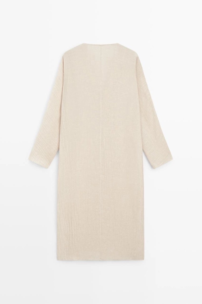 Платье-кафтан из льняной смеси с завязывающимся вырезом