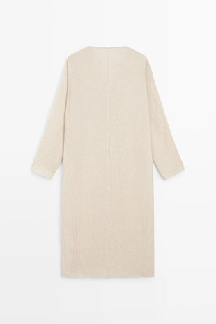 Платье-кафтан из льняной смеси с завязывающимся вырезом- Заказать в России