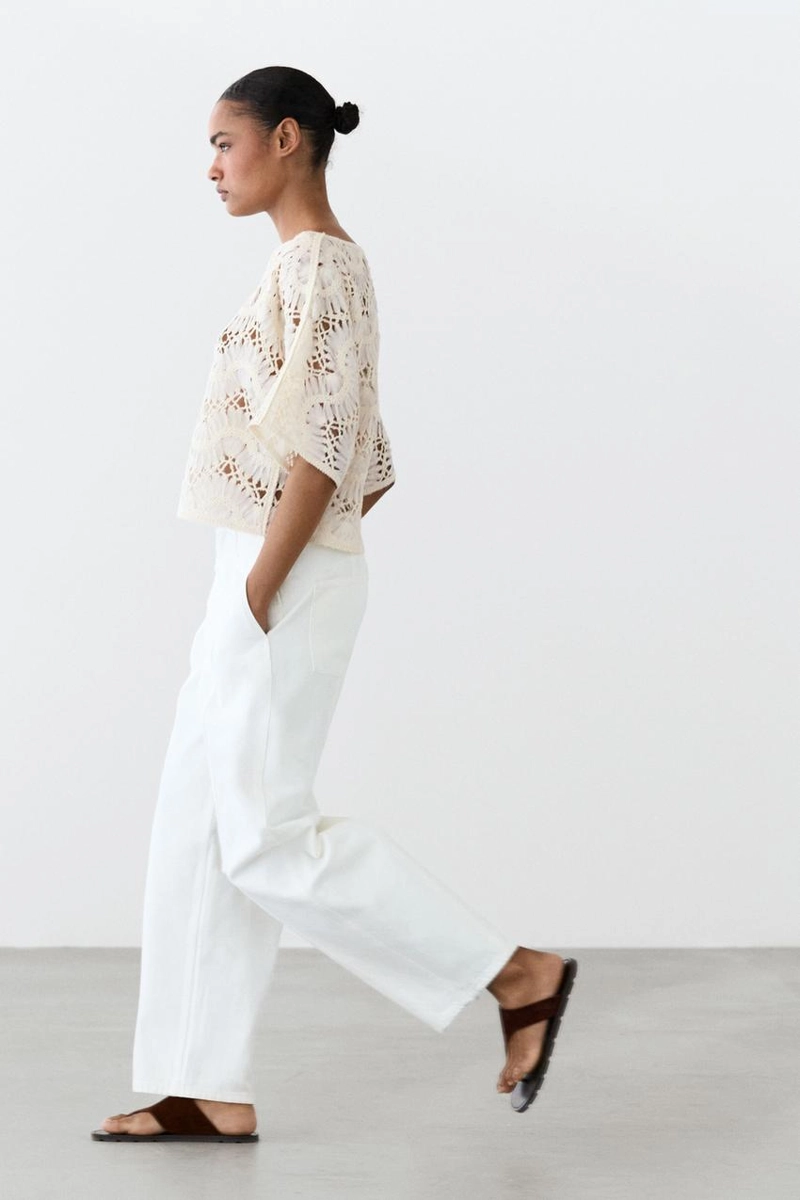 Топ с короткими рукавами крючком