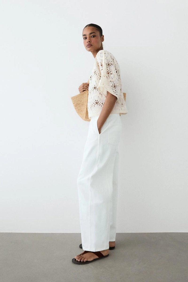 Топ с короткими рукавами крючком