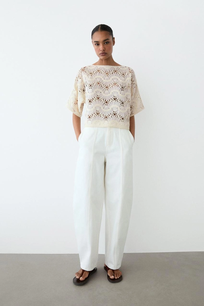 Топ с короткими рукавами крючком